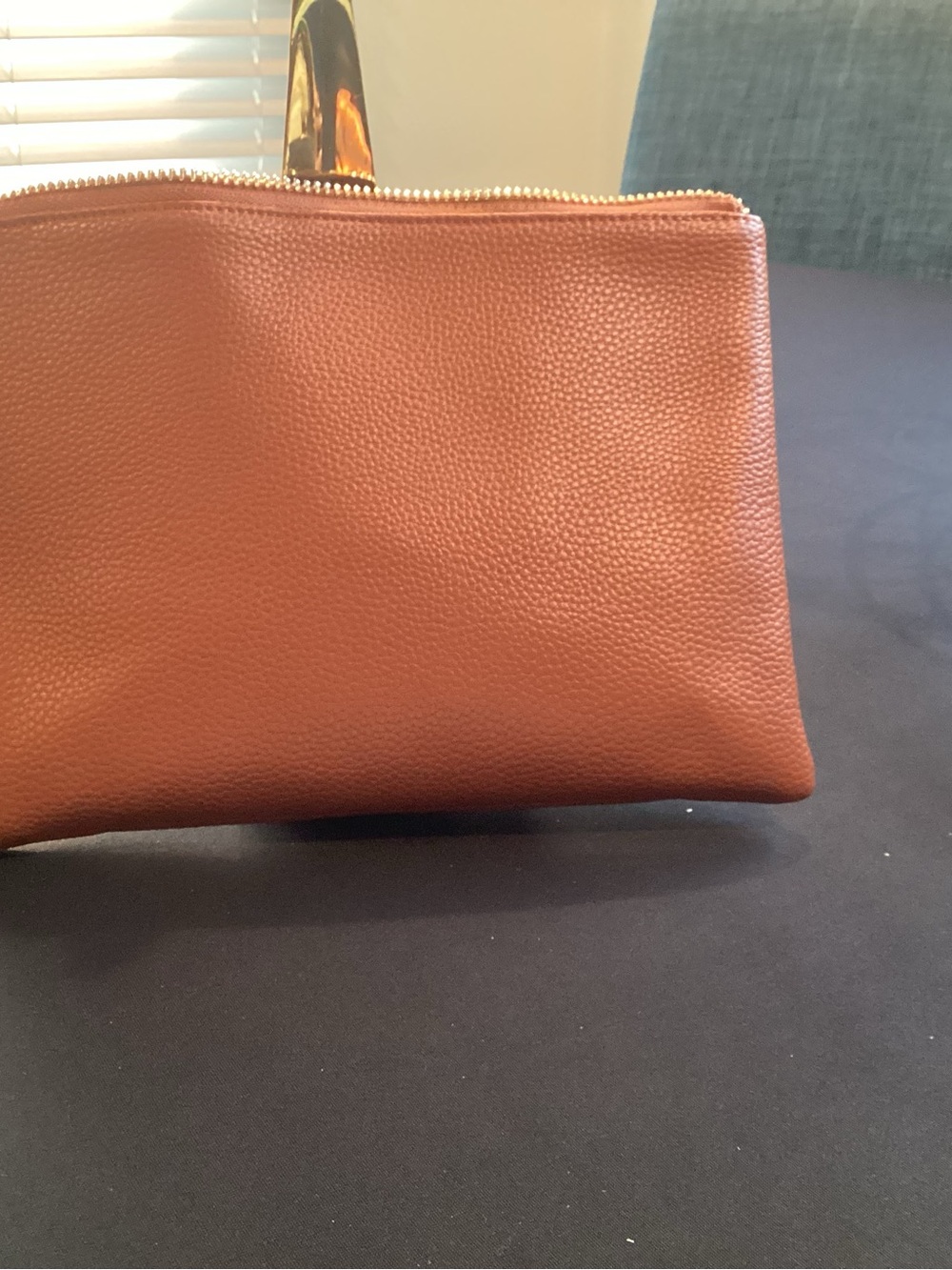 Classic Brown Leather Cosmetic Pouch